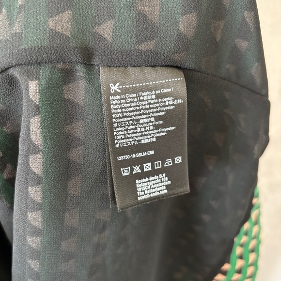 Scotch & Soda women’s green pattern v neck Midi Satin Wrap Dress size small - Picture 6 of 10